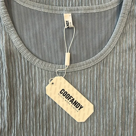 Coofandy Mens baby blue Sleeveless Ribbed Shirt. NWT, size L. - Picture 3 of 5